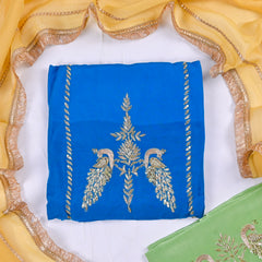 Organza Blue Unstitched Suit