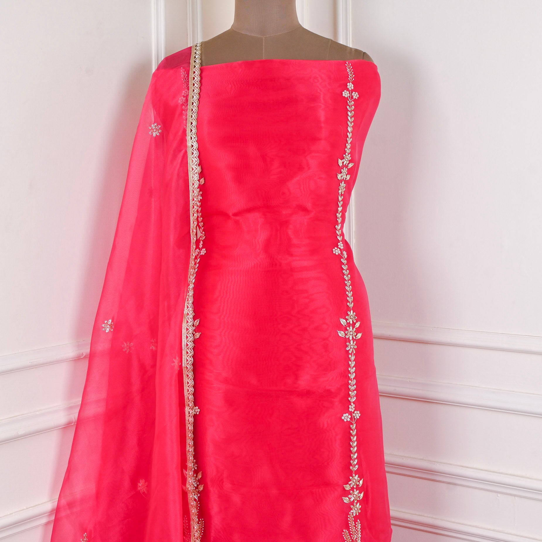Pink Glass Shimmer Unstitched Suit