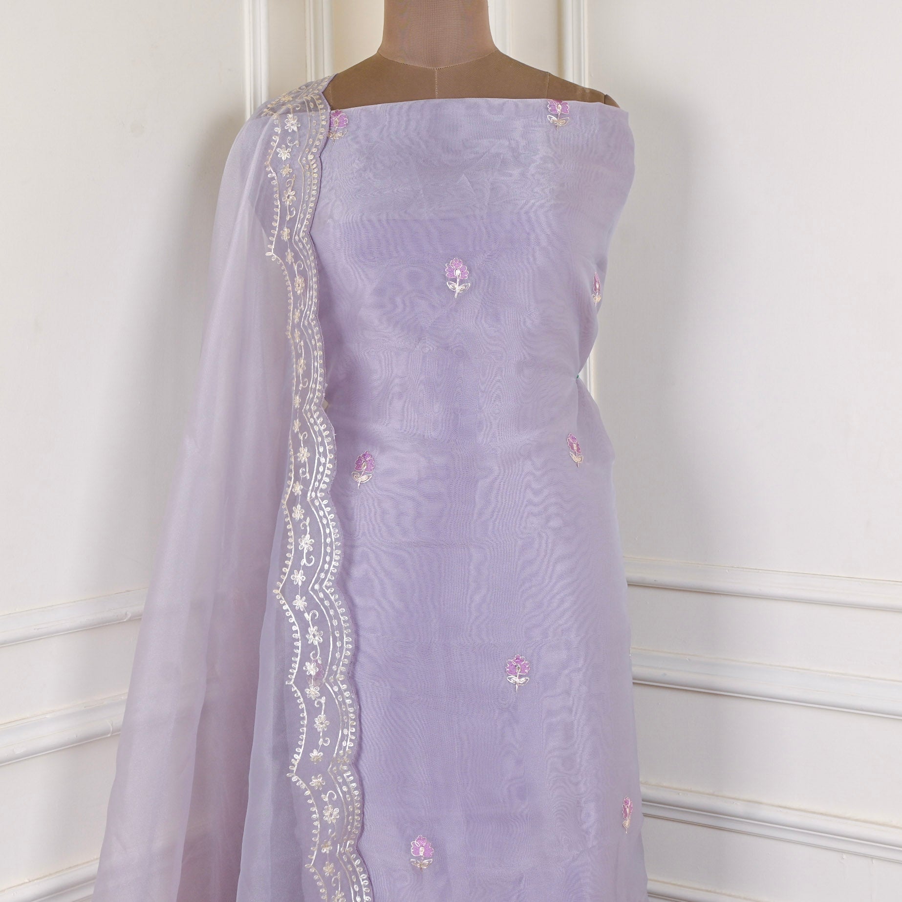 Glass Shimmer Lavender Unstitched Suit