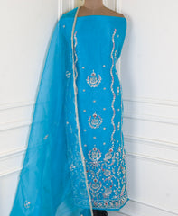 Glass Sky Blue Unstitched Suit
