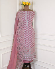 Organza Pink Unstitched Suit
