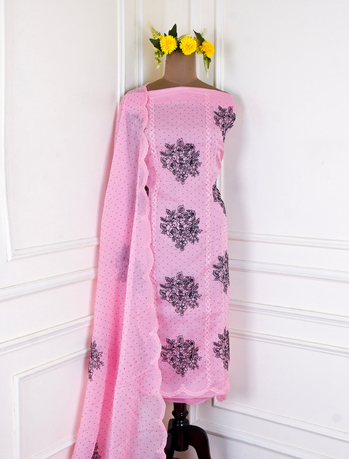 Organza Pink Unstitched Suit