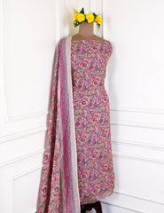 Kashmiri Cotton Check Rose Pink Unstitched Suit