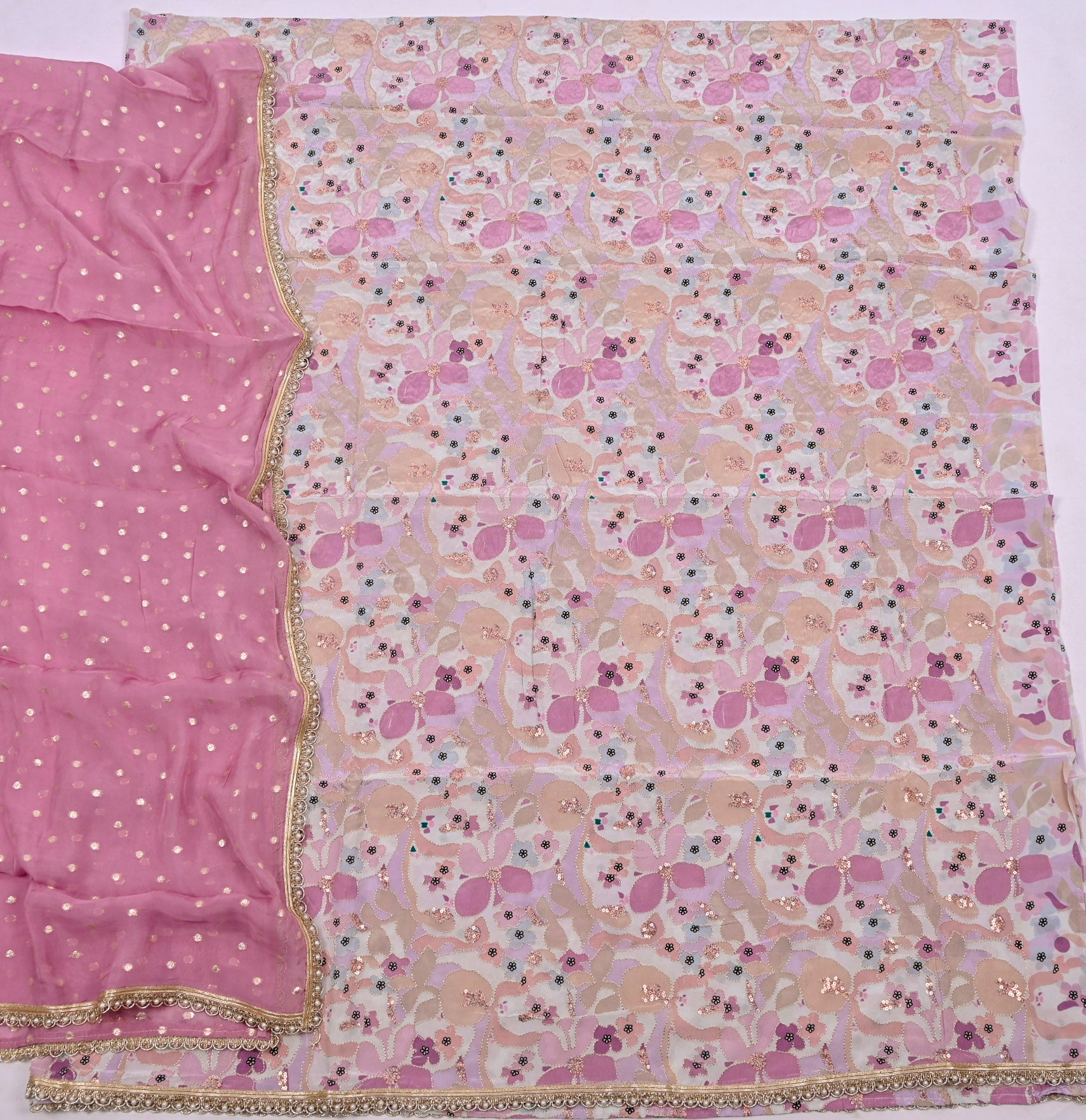 Crepe Pink Unstitched Suit