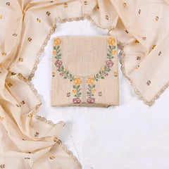 Mul Cotton Beige Unstitched Suit