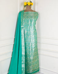 Banarasi Green Unstitched Suit