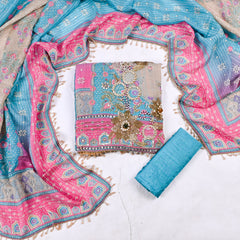 Crush Sky Blue Unstitched Suit