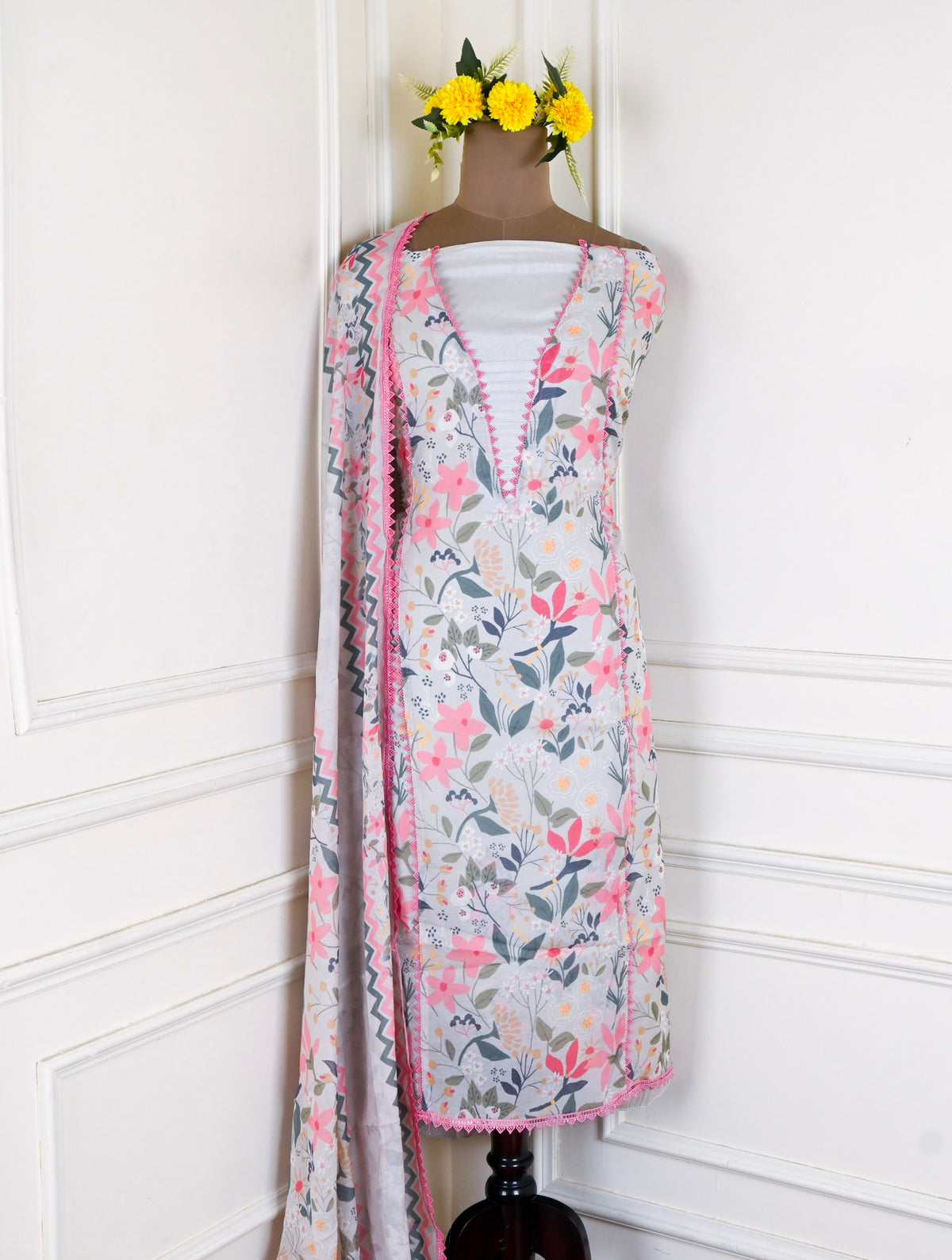 Muslin Steel Grey Unstitched Suit