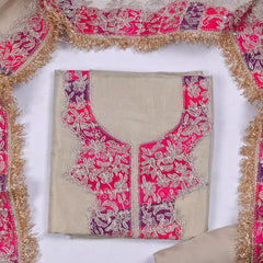 Shimmer Beige Pink Unstitched Suit
