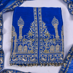 Khadi Blue Unstitched Suit