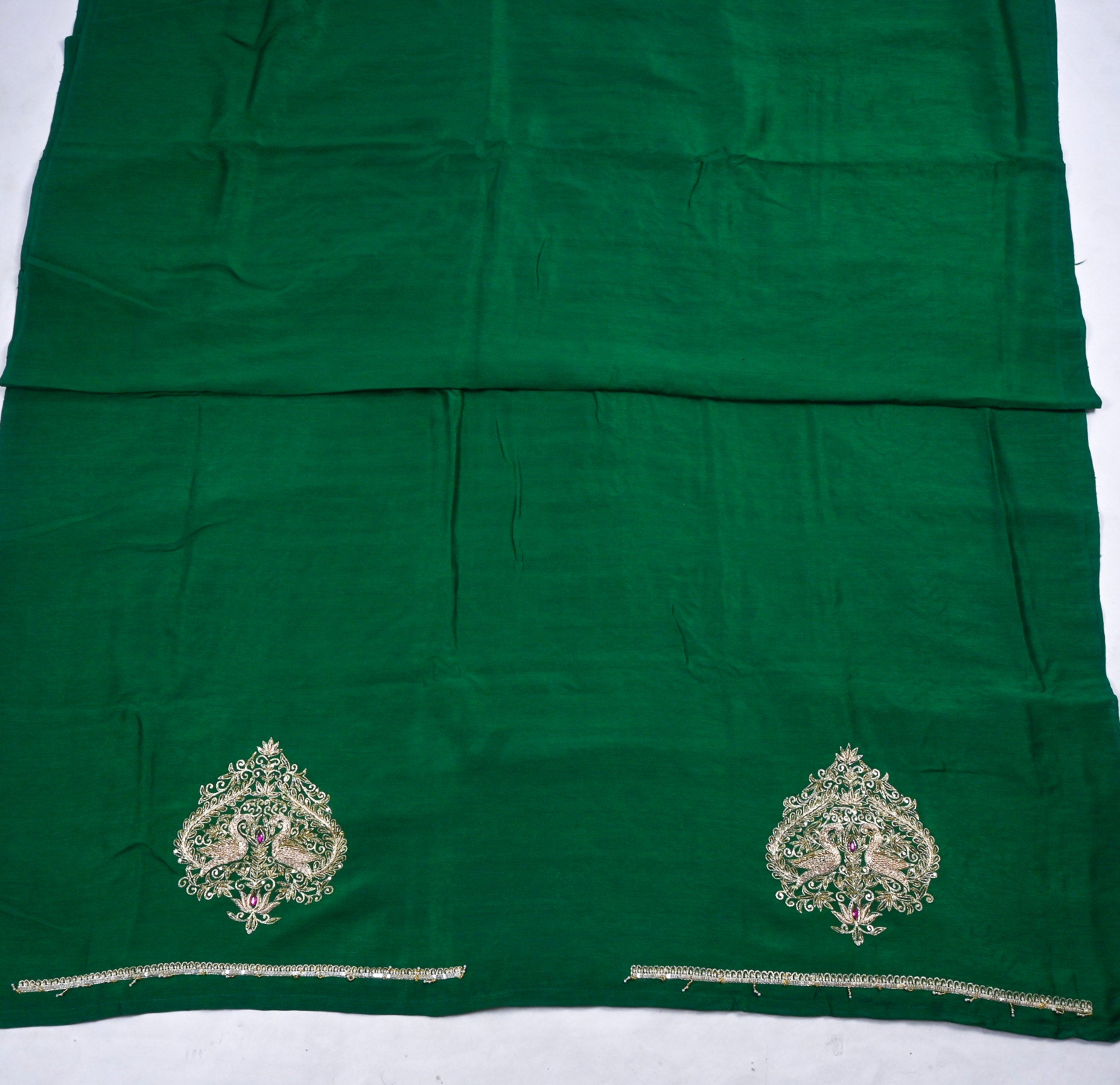 Khadi Green Unstitched Suit
