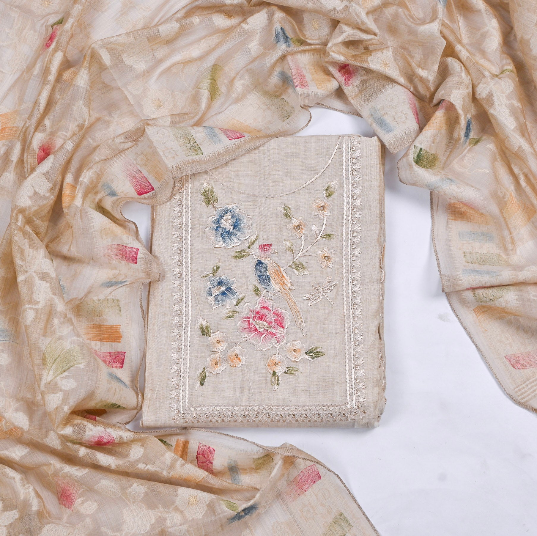 Linen Off-white Unstitched Suit