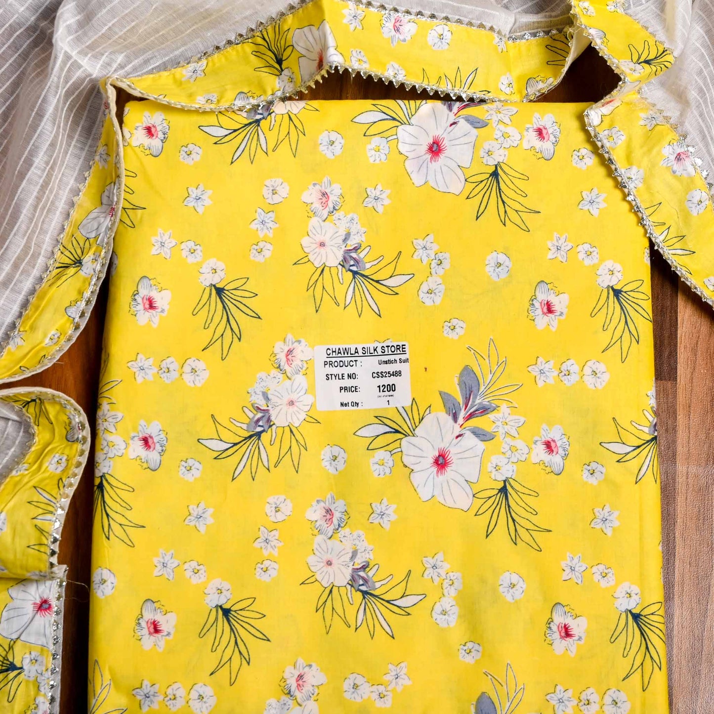 Yellow Cotton Unstiched suit