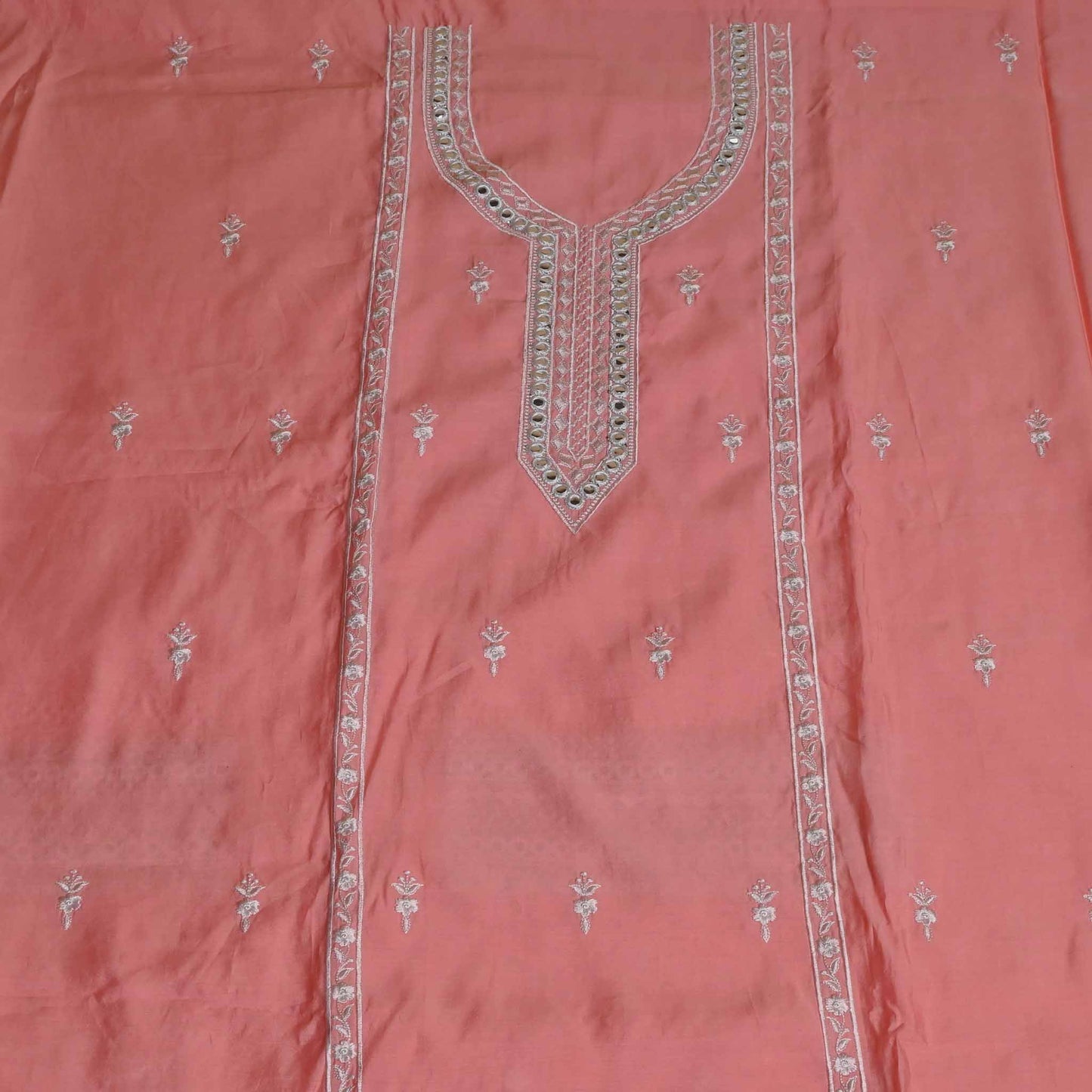 Peach Muslin Cotton Unstitched suit