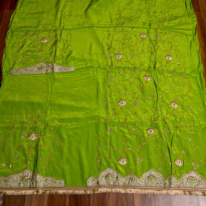 Parrot green Crape  Unstitched suit