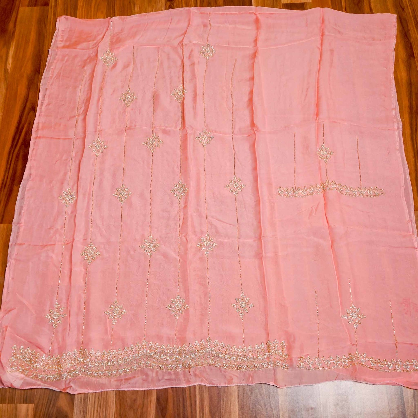 Organza Peach Unstitched suit