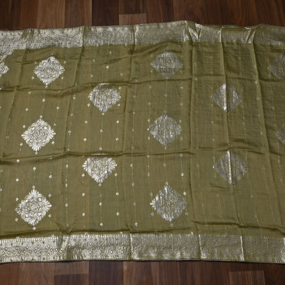 Banarasi Green Unstitched suit