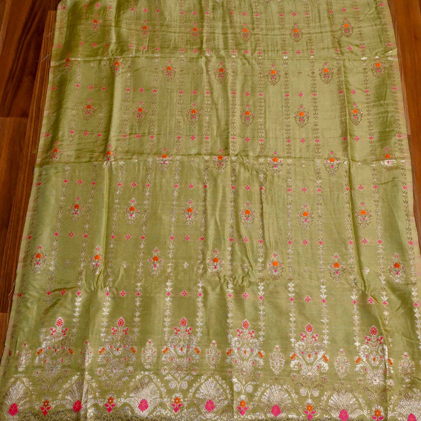 Banarasi Green Unstitched suit