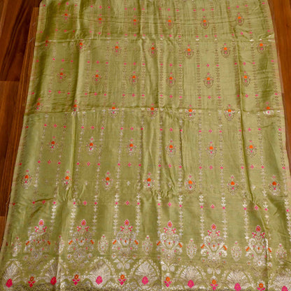 Banarasi Green Unstitched suit