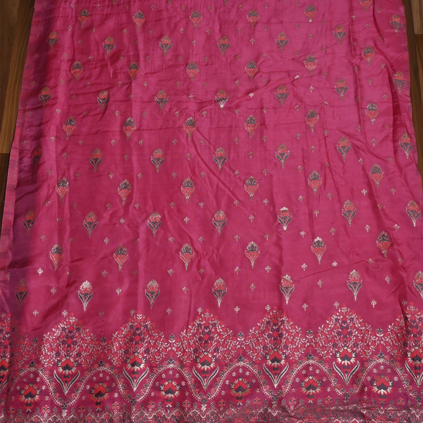 Banarasi Pink Unstitched suit