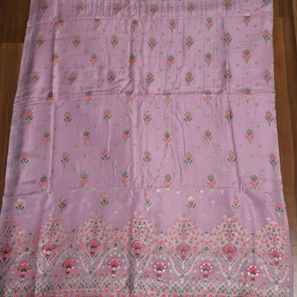 Banarasi Baby Pink Unstitched suit