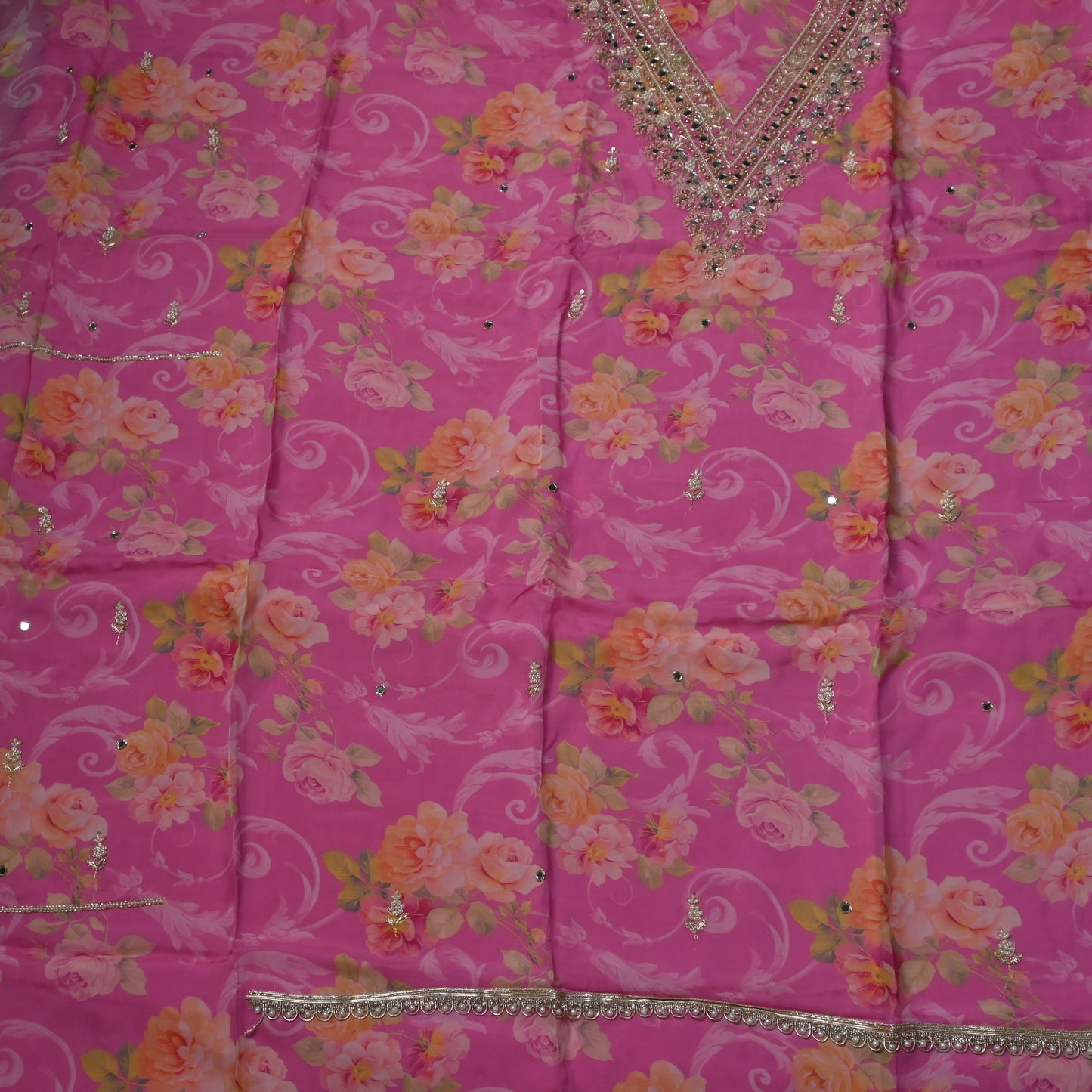 Organza Pink Unstitched suit