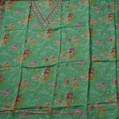 Organza Green Unstitched suit