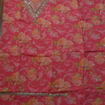 Organza Red Unstitched suit