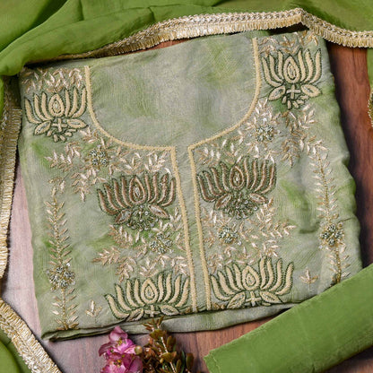 Shimmer Mahendi unstitched suit