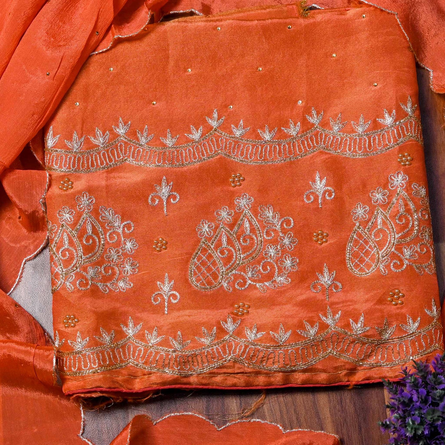 Shimmer Orange unstitched suit