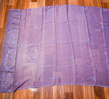 Organza Lavender unstitched suit