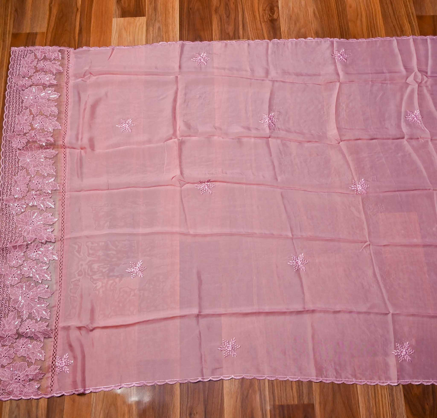 Organza Baby Pink unstitched suit