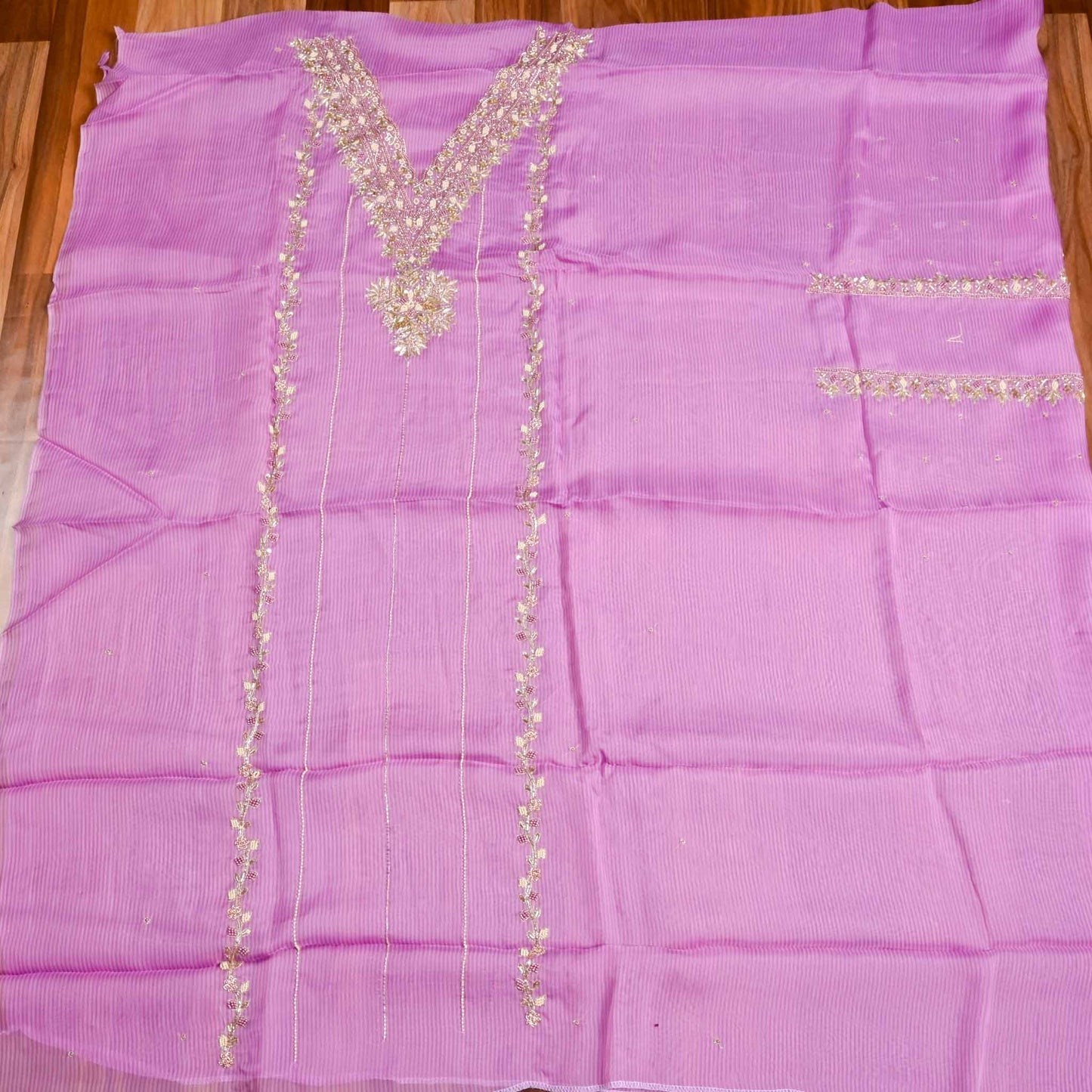 Organza Lavender Unstitched suit