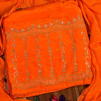 Crape Orange unstitched suit