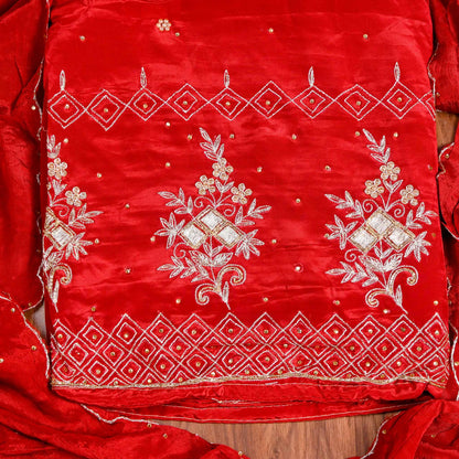 Crape Red unstitched suit