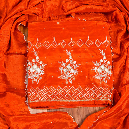 Crape Orange unstitched suit