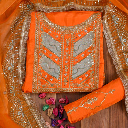 Silk Orange unstitched suit