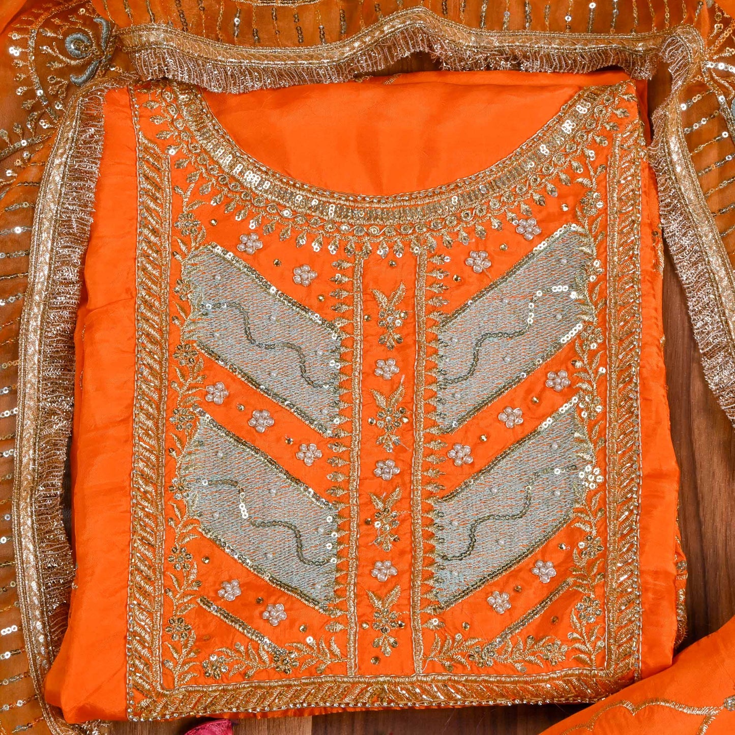 Silk Orange unstitched suit