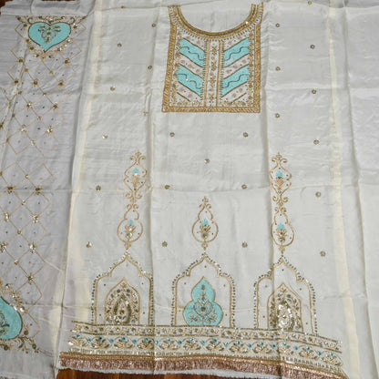 Silk White unstitched suit