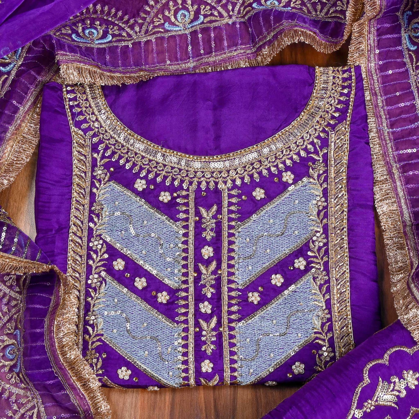 Silk Purple suit unstitched suit