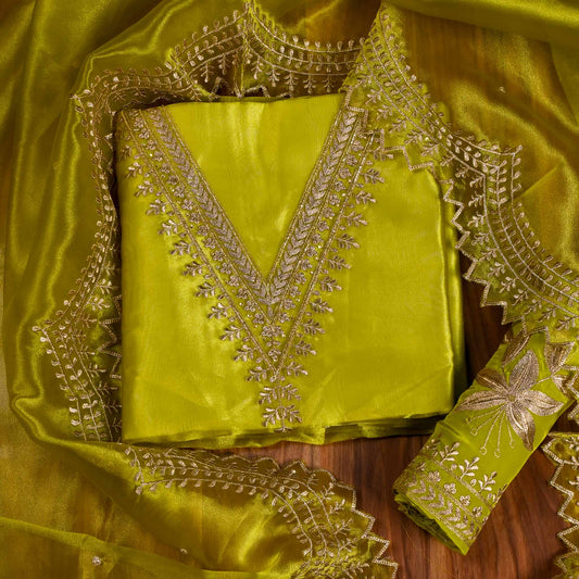 Shimmer Mahendi unstitched suit