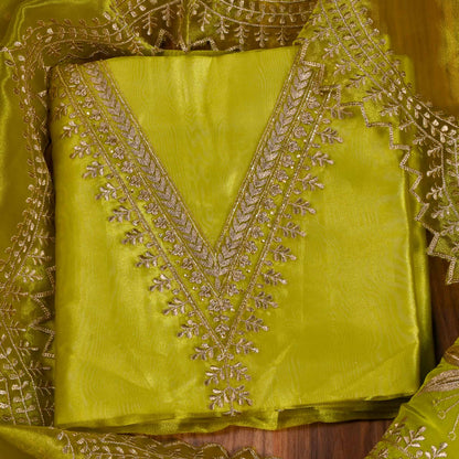 Shimmer Mahendi unstitched suit