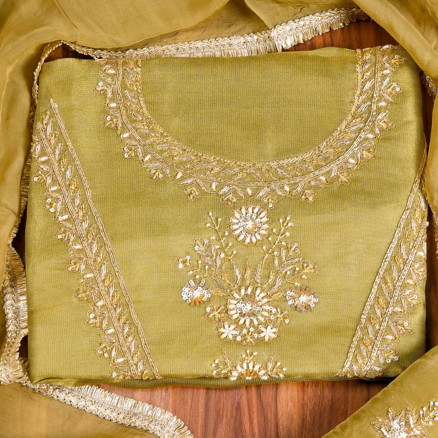 Shimmer Mehndi Unstitched suit