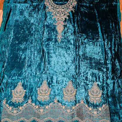 Peacock Velvet Unstitched suit