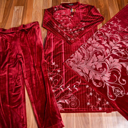 Readymade Mehroon Velvet suit