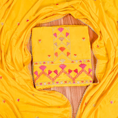 Crepe yellow Unstitched Suit