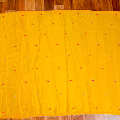 Crepe yellow Unstitched Suit