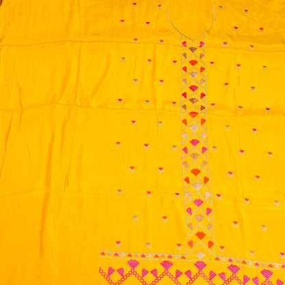 Crepe yellow Unstitched Suit