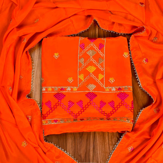 Crepe Orange Unstitched Suit