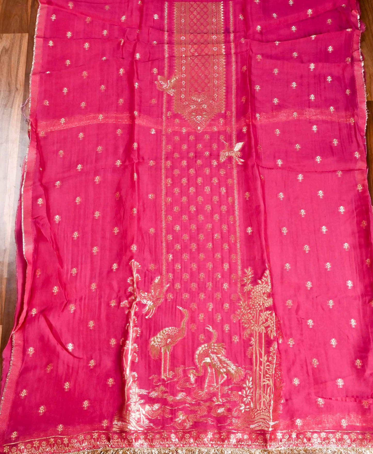 Banarasi Baby Pink Unstitched Suit